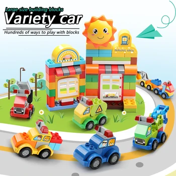 Большой размер Сменных автомобилей City Stree View Строительные блоки Красочные кирпичи DIY Блок Игрушки для детей подарок
