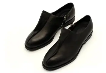 Новая повседневная обувь из натуральной кожи на молнии для мужчин, нубук ручной работы, модная мужская обувь черного цвета