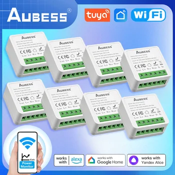 Мини-выключатель AUBESS 16A WiFi Smart Switch с двусторонним управлением, управление приложением Tuya Smart Life, поддержка Alexa Google Home Assistant Alice 0