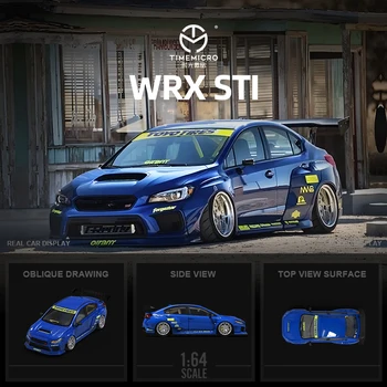 TIME MICRO 1: 64：WRX STI Темно-синяя Литая модель Автомобиля для коллекции, показа и подарка