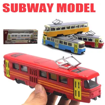 Классический поезд, трамвай, отлитая под заказ откидывающаяся модель со светодиодной музыкой, развивающая детская игрушка brinquedo juguetes Baby toys