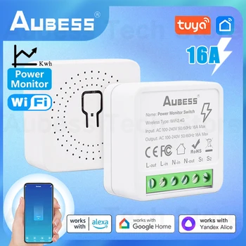 AUBESS Mini Smart Switch, релейный модуль Tuya Smart Life WiFi Light Switch Поддерживает двухстороннее управление, для Alexa Alice Google Assistant 0