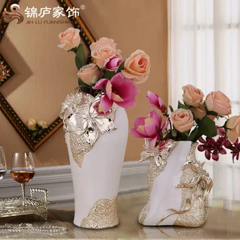 Украшение вазы из смолы для Европейской гостиной, дома, Мягкое украшение, Имитация цветочной композиции, Ваза