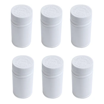 Пластиковые пустые бутылки для лекарств, держатель для таблеток, 6шт белого цвета