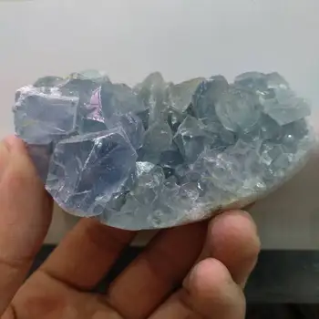 Мадагаскарский кристалл Целестита Кластер Друзы Небесно-Голубой Жеодовый минерал 0