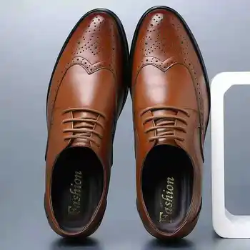 Деловые Официальные Кожаные туфли Мужские В Британском стиле, Большие размеры, Туфли-броги на шнуровке, Удобные Оксфорды Sapato Social Masculino