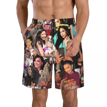 Фотоколлаж Naya Rivera Мужские пляжные шорты для фитнеса, Быстросохнущий купальник, забавные уличные забавные 3D шорты 0