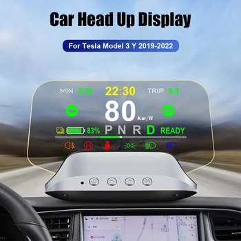 Для Tesla Модель 3 Y 2019-2022 T3 Автомобильный головной дисплей Спидометр обороты в минуту Зеркальный проектор HUD Цифровая сигнализация