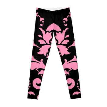 Розовый Дамасский узор - Ярко-розовые леггинсы, спортивная обувь, женская спортивная одежда, женский тренажерный зал 2023
