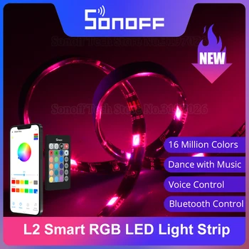 SONOFF L2 RGB LED Light Strip Модернизированный Bluetooth-совместимый Пульт дистанционного управления через eWeLink Поддержка голосового управления Alexa Google Home