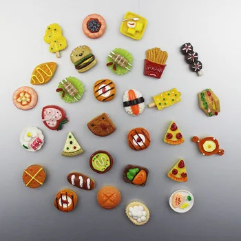 5шт 3D-смола, Имитирующая Хот-дог, Французские Магниты на холодильник для еды, Хлеб, Паста для Гамбургеров, Яйцо, Украшение домашнего Холодильника