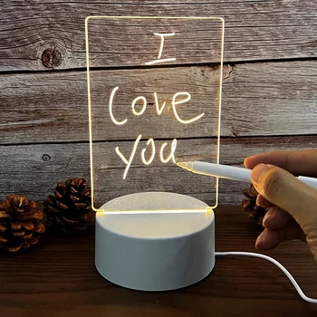 Креативная Светодиодная ночная лампа для заметок, Перезаписываемая доска объявлений с теплым мягким светом, USB-ночник с питанием, праздничный подарок для детей