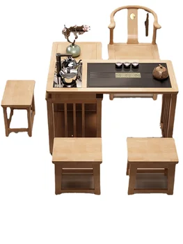 YY Новый набор столов и стульев из массива дерева в китайском стиле Для небольшой домашней квартиры, Чайный столик