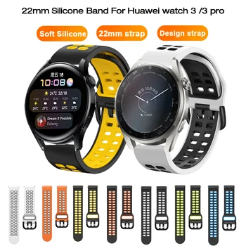 22-мм Силиконовый ремешок Совместим с Huawei Watch 3 Pro 48 мм/huawei Watch 3 46 мм/huawei Gt3 46 мм/gt3 Runner Band Силиконовый ремешок