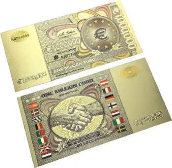 Банкнота из золотой фольги, бумажная банкнота в миллион евро, копия европейской валюты для коллекционных поделок.