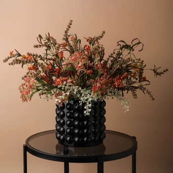 Креативная Стеклянная ваза с пузырьковой поверхностью, Декоративная Столешница, Вазы для цветов, украшение комнаты в скандинавском стиле, Черный Прозрачный держатель для растений 0