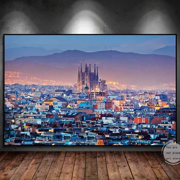 Известный путешествующий город Барселона, Горизонт Испании, Пейзажный художественный плакат, картина на холсте, настенные принты, картина для домашнего декора комнаты