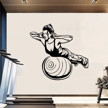 Креативная женщина Наклейка на стены спортзала ПВХ Материал Наклейки на стены для фитнес-зала художественные наклейки Гладкие стены Стекло Металл Дерево 4010