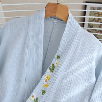 2023 летнее новое японское кимоно, шорты с коротким рукавом, женский пижамный костюм из двух частей, 100% хлопок, креп, тонкая свободная домашняя одежда 3