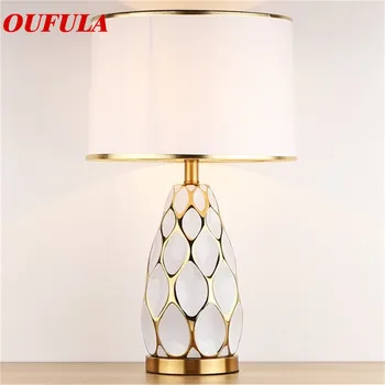 Керамические настольные лампы OUFULA, Роскошная современная ткань для фойе, гостиной, офиса, креативной спальни, отеля