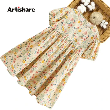Детское платье с цветочным узором Летнее платье для девочек в повседневном стиле детское платье подростковая одежда для девочек 6, 8, 10, 12, 14 лет 0