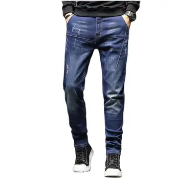 Джинсы большого размера 44, осенне-зимние мужские мешковатые джинсовые брюки в стиле хип-хоп, ковбойские брюки, повседневные мужские эластичные брюки, мужская одежда 0