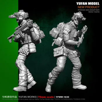 Модель Yufan 1/24 Soldier Model 75mm Us Seals Солдат из смолы с призрачным лицом Yfww-1836 1
