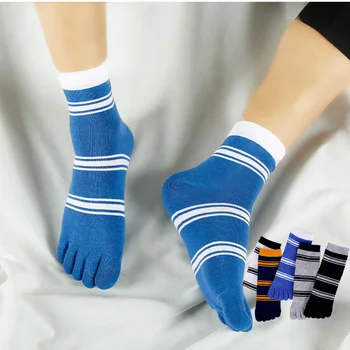 5 Пар мужских полосатых носков с пятью пальцами, модные повседневные носки с носком, высококачественные носки до щиколотки