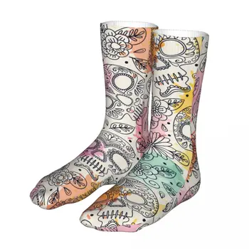 Мужские Спортивные носки с черепом в цветочек, Хлопковые Новые Красочные Мексиканские женские носки
