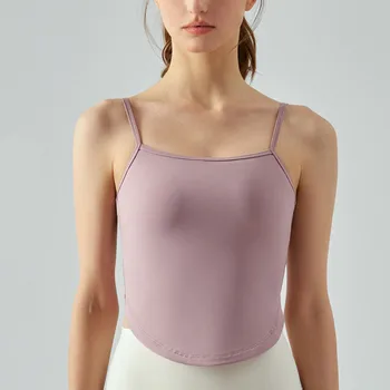 Женская одежда для йоги с подушкой для груди, жилет на подтяжках, тонкий плечевой ремень, топ для пилатеса и фитнеса