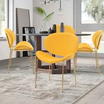 (Комплект из 2 предметов) Современный обеденный стул шириной 24 дюйма с золотистыми ножками, легко моющийся, мебель для интерьера