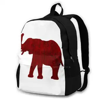 Рюкзак с 3D-принтом Crimson Wood Grain Elephant, повседневная сумка Crimson Elephant, Рулон из красного дерева Tide University University Of 0