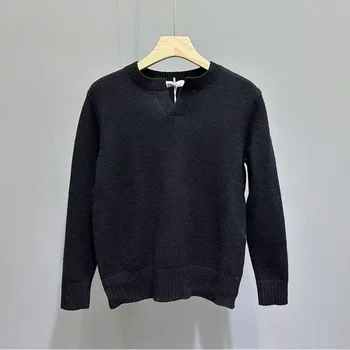 CYMY / Осень-зима 2023, новая однотонная футболка с круглым вырезом и подкладкой, мужской модный повседневный пуловер, теплый свитер для мужчин 0