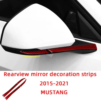 Декоративные полоски для зеркала заднего вида, автомобильные наклейки из красного углеродного волокна для Ford Mustang 2015-2021, Внешние аксессуары