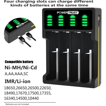 AA AAA 18650 Зарядное Устройство ЖК-дисплей 4 слота Зарядное Устройство для Ni-MH Ni-CD 26650 18350 18500 16340 21700 20700 Аккумуляторная Батарея