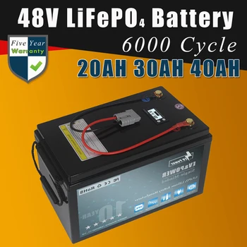 48V 20AH 30AH 40AH Аккумуляторная батарея LiFePO4 для электрического велосипеда мощностью 1000 Вт 2000 Вт 3000 Вт, мотоцикла, скутера