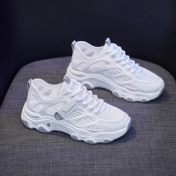2023 Новые белые кроссовки для женщин, Летняя женская спортивная обувь, Сетчатые дышащие кроссовки, Износостойкая Повседневная обувь на открытом воздухе 2