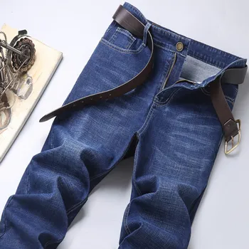 2023 Весна Осень Новые хлопчатобумажные джинсы Мужские Классические Прямые Деловые джинсовые брюки Брендовые стрейчевые узкие брюки 3