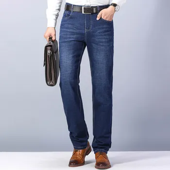 2023 Весна Осень Новые хлопчатобумажные джинсы Мужские Классические Прямые Деловые джинсовые брюки Брендовые стрейчевые узкие брюки 4