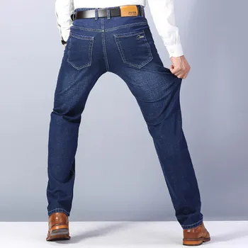 2023 Весна Осень Новые хлопчатобумажные джинсы Мужские Классические Прямые Деловые джинсовые брюки Брендовые стрейчевые узкие брюки 5