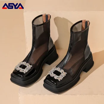 ASYAPOY, Роскошные женские босоножки из хрустальной сетки, Крутые ботинки, Модная обувь на платформе, Летние Новые трендовые туфли-лодочки, Дышащая Женская обувь 0