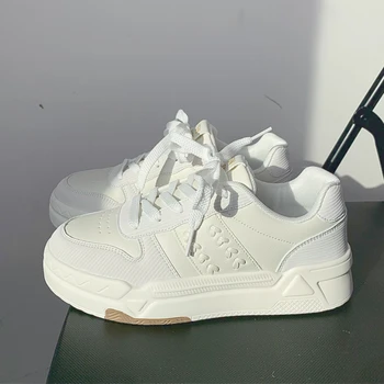 Женские белые туфли нового дизайна 2023, женская повседневная обувь на плоской подошве, бесплатная доставка