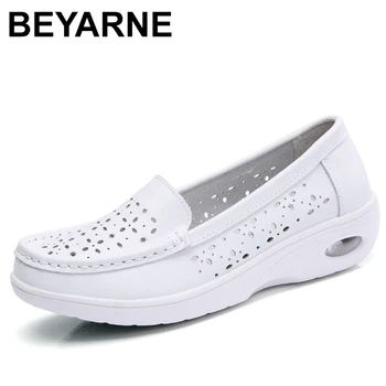 Женская обувь BEYARNE 2020, летняя повседневная обувь, белая рабочая обувь на танкетке и дышащем каблуке, устойчивая к скольжению, для беременных с воздушной подушкой l068