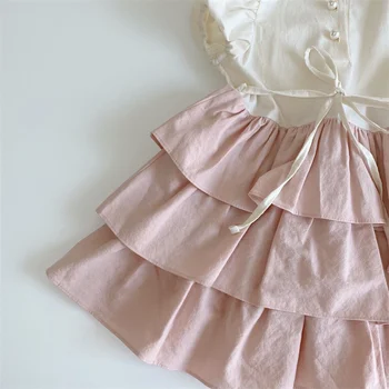 ins летнее платье, новая юбка принцессы для девочек, детское платье с воздушным пузырем, трехсекционное платье с подолом для торта