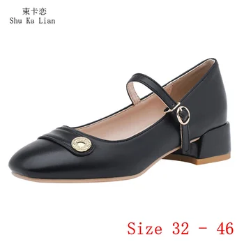 Женские туфли-лодочки на низком среднем каблуке 3,5 см, женские вечерние Оксфорды на шпильке, Маленькие Большие размеры 32-46