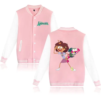 Куртка-бомбер Disney Amphibia Женская Мужская осенняя бейсбольная куртка Пальто Студенческая детская уличная одежда Harajuku Куртка-бомбер для колледжа