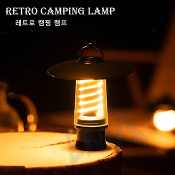 Портативная походная лампа на открытом воздухе с магнитом, Подвесной фонарь для палатки, USB-зарядка, 3 режима, Водонепроницаемый фонарик, Аварийное Освещение 0