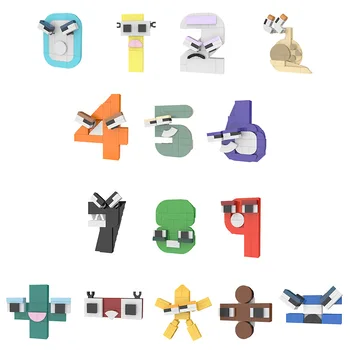 BuildMOC 0-9 алфавитных цифр, Набор строительных блоков, Креативность, воспитание персонажа, Кирпичи, Игрушки для детей, подарки на день рождения