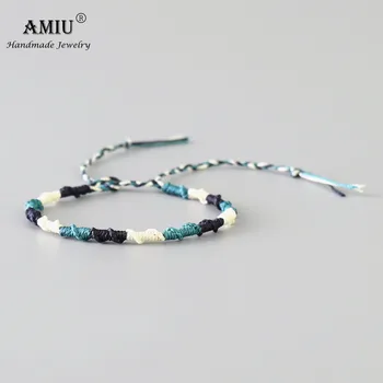 AMIU Ручной работы, плетеный браслет из водонепроницаемой восковой нити, простой браслет с веревочным узлом, браслет дружбы для мужчин и женщин
