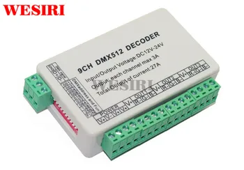 9-Канальный DMX512 Декодер Драйвер Диммера 9-Канальный RGB DMX Контроллер DC5V-24V для RGB LED Strip Light Модуль Ленточной Лампы